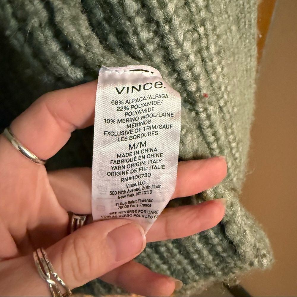 Vince Olive Alpaca Knit cardigan size medium - Picture 3 of 6